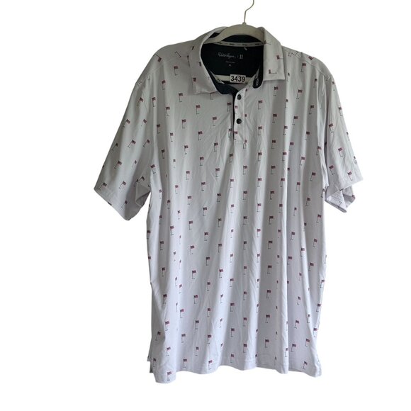 Walter Hagen P11 USA Tee Flag Print Polo Shirt Men's Size XL White Sports Golf - Picture 1 of 6